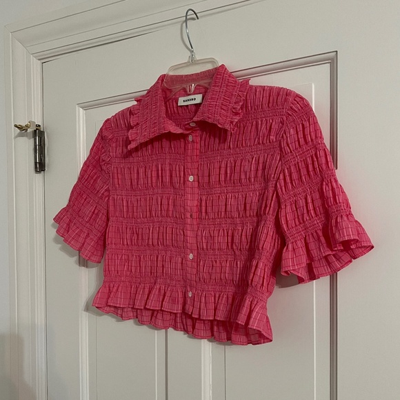 Sandro designer Smocked Cropped blouse, size 0/S - Picture 3 of 14